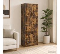 QUAHEAS Ensemble Meuble 2 pcs chêne fumé Bois d'ingénierie mobilier Complet avec tiroir étagère Placard Armoire modulable Compact Design Moderne pour Salon séjour Cuisine Bureau intérieur
