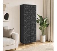 QUAHEAS Ensemble Meuble 2 pcs Noir en Bois d'ingénierie avec Armoire Murale et Cabinet modulable, Design Moderne Compact pour Rangement intérieur Salon séjour Bureau Cuisine