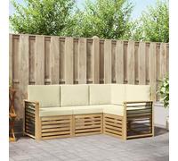 QUAHEAS Ensemble Meuble canapé 4 pièces Blanc crème en Polyester avec Coussins, Design Moderne modulable pour Salon séjour extérieur, aménagement Complet Durable et Facile à Entretenir