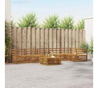 QUAHEAS Ensemble Meuble de Jardin 7 pcs en Bois d'acacia Naturel, mobilier d'extérieur modulable avec Design Moderne, Salon Complet pour terrasse, séjour, Confort Optimal et Rangement Pratique