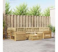 QUAHEAS Ensemble mobilier d'extérieur modulable 7 pièces en Bois d'Acacia Massif Blanc Beige avec Coussins Confortables pour Jardin terrasse séjour Complet Design Moderne