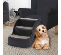 QUAHEAS Escalier pour chien pliable à 3 marches, noir, antidérapant et stable, pour petits et grands chiens et chats, facile à transporter, idéal comme aide à l'entrée pour canapé, lit, voiture et
