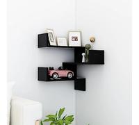 QUAHEAS Étagère d'angle murale, noire, 40 x 40 x 50 cm, en matériau dérivé du bois, étagère d'angle flottante pour salon, chambre à coucher, cuisine, étagère murale polyvalente pour livres, décoration