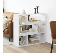 QUAHEAS Étagère de séparation en bois blanc, 100 x 33 x 94,5 cm, avec 6 compartiments, organisateur polyvalent pour livres, solution de rangement pour salon, chambre et bureau
