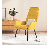 QUAHEAS Fauteuil de relaxation en tissu jaune moutarde - Rembourrage épais avec cadre en métal - Fauteuil de salon confortable pour un confort d'assise optimal - Idéal comme chaise de lecture ou de