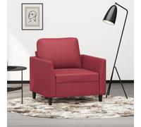 QUAHEAS Fauteuil en cuir synthétique bordeaux, largeur d'assise de 60 cm, structure en métal robuste, rembourrage confortable pour salon, bureau et coin lecture, design élégant