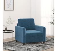 QUAHEAS Fauteuil en velours bleu, 78 x 77 x 80 cm, structure en métal, rembourrage confortable, idéal pour salon, chambre à coucher, coin lecture, capacité de charge maximale 110 kg