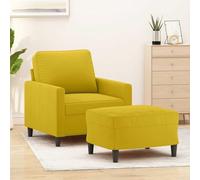 QUAHEAS Fauteuil en velours jaune avec repose-pieds, largeur d'assise : 60 cm, structure en métal robuste, rembourrage confortable pour le salon et la détente