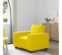QUAHEAS Fauteuil en velours jaune de 60 cm de large, pour salon, chambre à coucher, bureau, canapé relaxant confortable, avec cadre en bois et pieds en acier