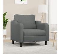 QUAHEAS Fauteuil gris foncé en tissu résistant, largeur d'assise 60 cm, structure en métal, idéal pour salon et bureau, salon confortable pour se détendre