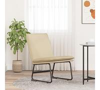 QUAHEAS Fauteuil lounge crème 52 x 75 x 76 cm, tissu, structure en métal, chaise accent confortable pour salon et chambre à coucher, fauteuil de lecture confortable avec pieds antidérapants