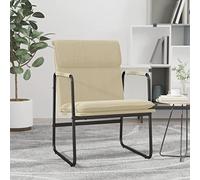 QUAHEAS Fauteuil lounge crème 55 x 64 x 80 cm en tissu, fauteuil de relaxation confortable avec structure en métal, chaise d'appoint confortable pour salon, chambre à coucher et coin lecture, charge