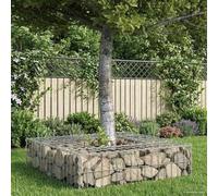 QUAHEAS Gabion surélevé argenté en acier galvanisé 80 x 80 x 20 cm avec élément de clôture haut et résistant aux intempéries pour clôture de jardin, brise-vue terrasse, balcon, extérieur