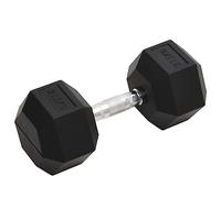 QUAHEAS Haltère courte de 27,5 kg en fonte avec revêtement en caoutchouc - Design hexagonal anti-roulement - Poignée moletée pour musculation, musculation, fitness, entraînement à la maison et à la
