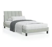 QUAHEAS Hanko Lit en velours avec matelas, gris clair, 100 x 200 cm, design en forme de vague, dureté réglable H2/H3, cadre de lit stable avec tête de lit