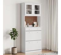 QUAHEAS Highboard ALTA - Blanc - En pin massif - 77 x 35 x 188 cm - Avec beaucoup d'espace de rangement - Buffet et commode pour salon, cuisine et salle à manger