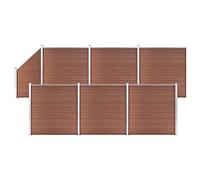 QUAHEAS Kit de clôture WPC avec 6 carrés et 1 oblique - 1138 x 186 cm - Marron - En bois composite et plastique - Brise-vue - Clôture de jardin avec poteaux en aluminium - Pour terrasse et extérieur