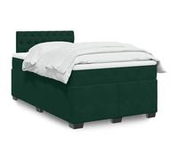QUAHEAS Lit à sommier tapissier 120 x 200 cm, vert foncé, en velours, avec matelas à ressorts ensachés, tête de lit et surmatelas, cadre de lit stable pour chambre à coucher