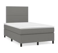QUAHEAS Lit à sommier tapissier avec matelas, 120 x 190 cm, en tissu gris foncé, tête de lit réglable en hauteur, matelas à ressorts ensachés, soutien mi-ferme