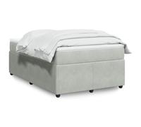 QUAHEAS Lit à sommier tapissier avec matelas, en velours gris clair, 120 x 200 cm, matelas à ressorts ensachés, surmatelas doux et stable, pour chambre à coucher