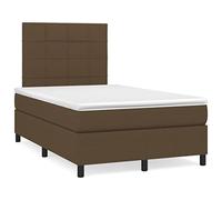 QUAHEAS Lit à sommier tapissier avec matelas, marron foncé, 120 x 190 cm, housse en tissu, tête de lit réglable, matelas à ressorts ensachés, soutien moyennement ferme pour un sommeil réparateur