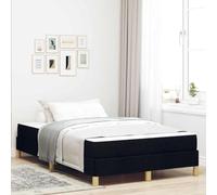 QUAHEAS Lit à sommier tapissier avec matelas, noir, 120 x 200 cm, housse en tissu, design moderne, ressorts ensachés, cadre en bois solide pour un sommeil réparateur