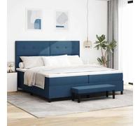 QUAHEAS Lit à sommier tapissier avec matelas, tête de lit réglable, bleu, 200 x 200 cm, tissu, matériau dérivé du bois, lit impérial pour un sommeil réparateur