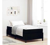 QUAHEAS Lit à sommier tapissier, noir, 90 x 200 cm, housse en tissu, lit simple moderne avec matelas, cadre en bois solide, ressorts ensachés à résistance moyenne pour un sommeil réparateur