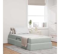 QUAHEAS Lit avec Rangement Gris Clair 100 x 200 cm en Velours avec Matelas, Cadre métal Robuste, sommier à Lattes, Design Moderne Plateforme, idéal Chambre Adulte ado Enfant, optimisation Espace