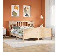 QUAHEAS Lit bibliothèque 180x200 cm en Bois Massif de pin avec sommier à Lattes, Cadre de lit Robuste, tiroirs de Rangement, Pied de lit Stable, idéal Chambre Adulte Enfant ado Studio Appartement