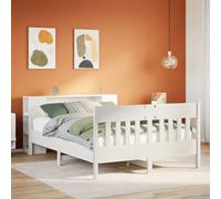 QUAHEAS Lit bibliothèque Blanc 140x190 cm en Bois de pin Massif avec sommier à Lattes, Cadre de lit Stable et Espace Rangement intégré pour Chambre Adulte Enfant ado