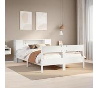 QUAHEAS Lit bibliothèque Blanc 140x190 cm en Bois Massif avec Cadre, sommier à Lattes, Rangement intégré, Pied Stable et tête de lit Pratique pour Chambre Adulte, Enfant ou Studio