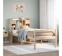 QUAHEAS Lit bibliothèque en Bois de pin Massif 90x200 cm Cadre avec sommier à Lattes Rangement tiroirs Pieds Stables pour Chambre Adulte Enfant ado Studio Appartement