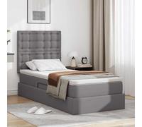 QUAHEAS Lit Cadre avec Rangement et LED RGB Gris 90 x 190 cm Simili Cuir Design Moderne Plateforme avec Matelas Confort Moyen pour Chambre Adulte Enfant ado garçon Fille