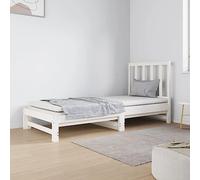 QUAHEAS Lit Coulissant en Bois Massif Blanc 2x90x190 cm avec Structure Plateforme et tête capitonnée, canapé-lit Pratique pour Chambre Adulte ou Studio, Support Stable et Design Fonctionnel