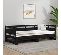 QUAHEAS Lit Coulissant Noir en Bois Massif 2x80x200cm Convertible canapé-lit Espace optimisé pour Chambre Studio ou Appartement