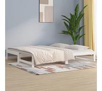 QUAHEAS Lit Coulissant sans Matelas Blanc 2x80x200cm en Bois Massif avec Cadre et Structure pour Chambre Adulte ou Enfant, Design Pratique pour Studio ou dortoir