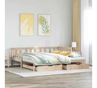 QUAHEAS Lit de Jour avec Structure gigogne et tiroirs en Bois Massif 80x200 cm, canapé-lit Polyvalent avec Rangement, Support pour Chambre Adulte ou Enfant, idéal pour Studio ou dortoir