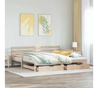 QUAHEAS Lit de Jour en Bois Massif avec lit gigogne 90x200 cm, tiroirs de Rangement spacieux, Cadre sommier Plateforme Robuste pour Chambre Adulte Enfant