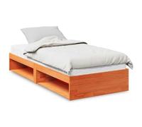 QUAHEAS Lit de Jour en Bois pin Massif Cire Marron 90x190 cm avec Matelas Mousse H2 H3 sommier à Lattes Rangement tiroir Banquette gigogne pour Chambre Adulte Enfant Studio