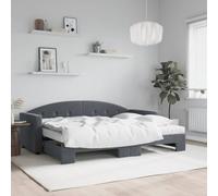 QUAHEAS Lit de jour extensible avec matelas, gris foncé, 80 x 200 cm, housse en velours, canapé-lit 2 en 1, pour salon et invités, structure en bois métallique robuste