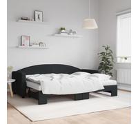 QUAHEAS Lit de jour extensible avec matelas noir 80 x 200 cm - Housse en tissu - Canapé-lit 2 en 1 avec cadre de lit - Design moderne pour chambre d'amis