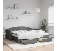 QUAHEAS Lit de jour extensible avec tiroirs, 90 x 190 cm, en tissu, canapé-lit 2 en 1, avec matelas, structure en bois robuste en métal pour chambre d'amis, chambre d'adolescent