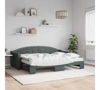 QUAHEAS Lit de Jour Gris foncé 80x200 cm avec lit gigogne, Matelas Mousse, Structure Bois Massif et sommier à Lattes, canapé Convertible pour Chambre Adulte, Studio ou Appartement