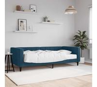 QUAHEAS Lit de Jour Velours Bleu 90x200 cm avec Matelas en Mousse Cadre Bois Massif Structure Plateforme pour Chambre Adulte Enfant Studio Appartement