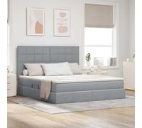 QUAHEAS Lit de rangement, avec matelas, gris clair, 180 x 200 cm, cuir synthétique en polyester, élévateur latéral hydraulique, cadre de lit moderne avec tête de lit