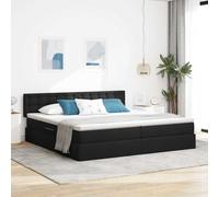 QUAHEAS Lit de rangement moderne noir 200 x 200 cm en matériau dérivé du bois avec climat hydraulique, sommier à lattes et matelas, rectangulaire, pour chambre à coucher, deux personnes