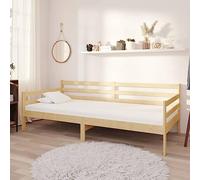 QUAHEAS Lit de Repos en Bois de pin Massif 90x200 cm avec Matelas Mousse PU H2/H3, Structure Robuste à Lattes, Housse Polyester Lavable, idéal Chambre Adulte Enfant invité Studio Appartement