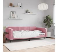 QUAHEAS Lit de Repos Rose en Velours 100x200 cm avec Cadre Robuste en Bois Massif et sommier à Lattes, canapé-lit Polyvalent pour Chambre Adulte, Enfant ou Studio, Design Moderne et Confortable