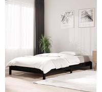 QUAHEAS Lit empilable en Bois Massif de pin Noir 80x200 cm Cadre Robuste avec sommier à Lattes, Structure superposée Pratique pour Chambre Adulte Enfant ado, Espace limité, Design Simple et Stable